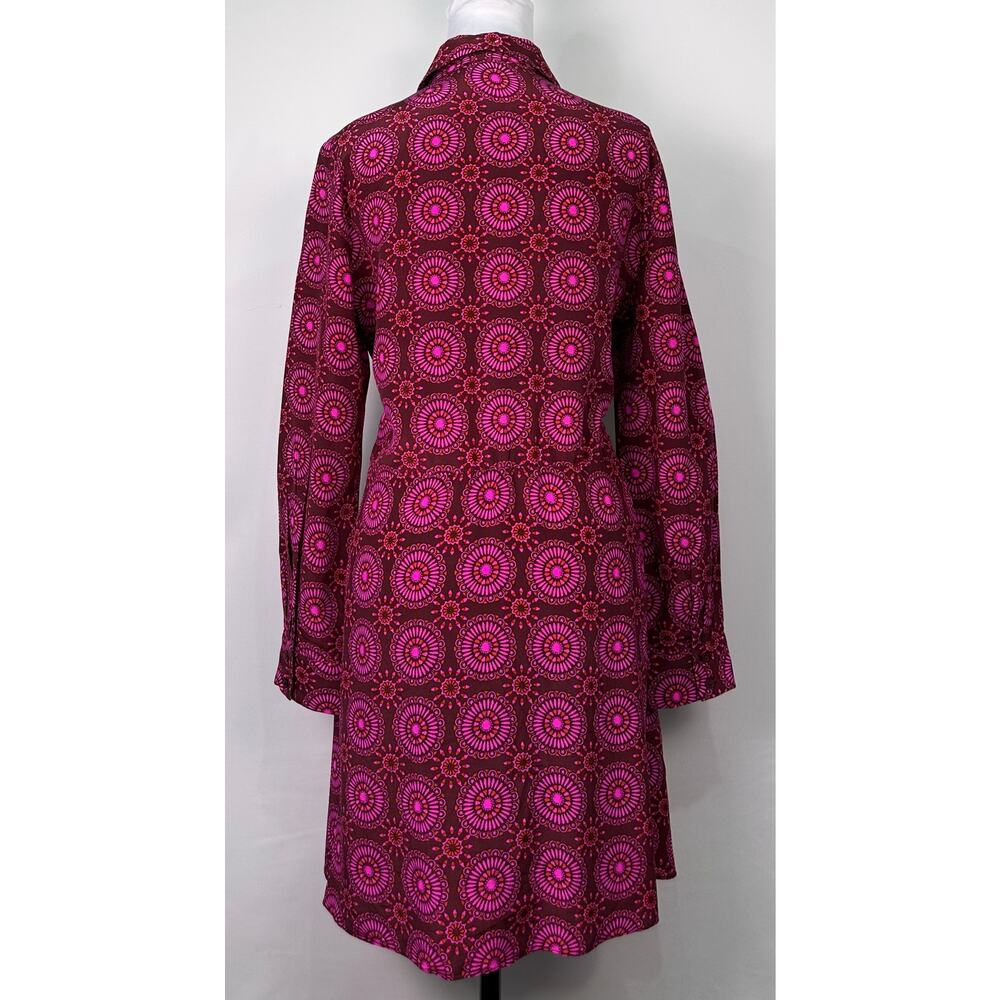 Amanda Uprichard 100% Silk Mini Dress Burgundy Pink Orange Geometric Print Sz M - Picture 2 of 8
